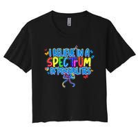 I Believe In A Spectrum Of Possibilities Retro Autism Bow Crop Top