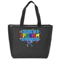 I Believe In A Spectrum Of Possibilities Retro Autism Bow Zip Tote Bag