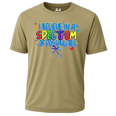 I Believe In A Spectrum Of Possibilities Retro Autism Bow Performance Shirt