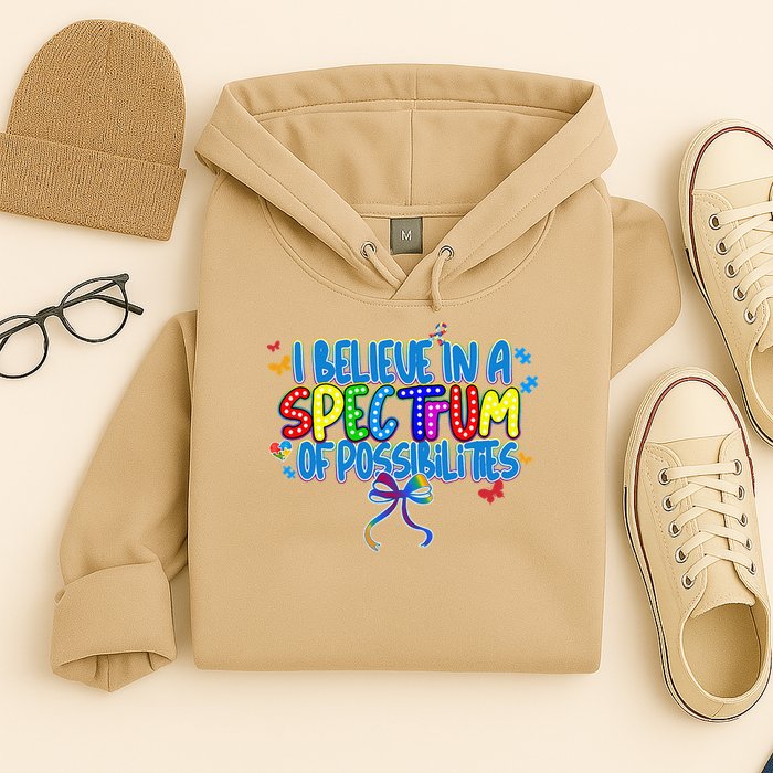 I Believe In A Spectrum Of Possibilities Retro Autism Bow Hoodie