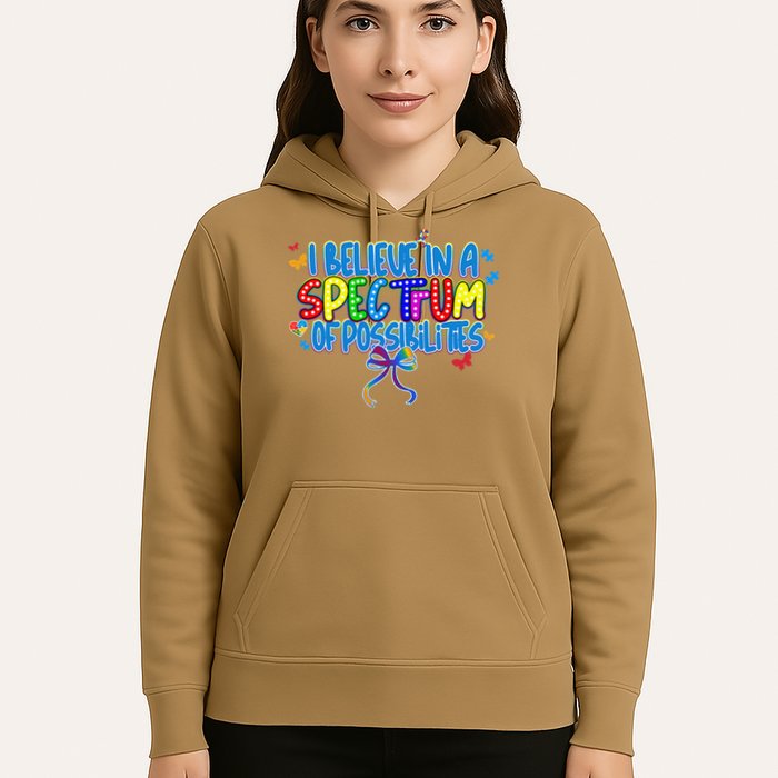 I Believe In A Spectrum Of Possibilities Retro Autism Bow Hoodie