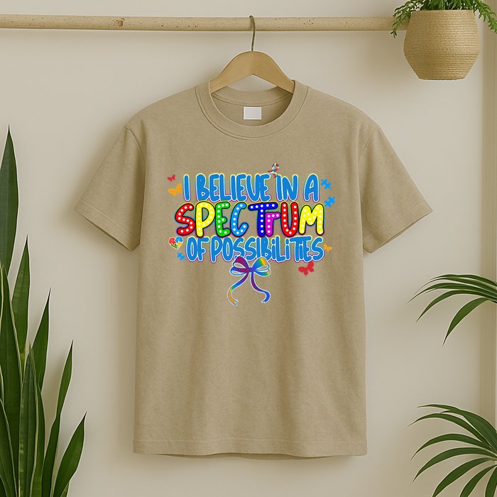 I Believe In A Spectrum Of Possibilities Retro Autism Bow T-Shirt
