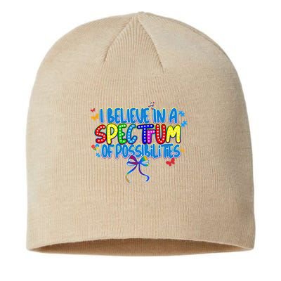 I Believe In A Spectrum Of Possibilities Retro Autism Bow Sustainable Beanie