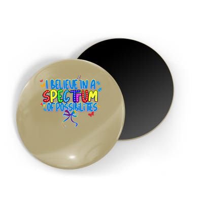 I Believe In A Spectrum Of Possibilities Retro Autism Bow Magnet