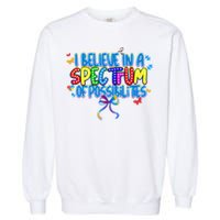 I Believe In A Spectrum Of Possibilities Retro Autism Bow Garment-Dyed Sweatshirt