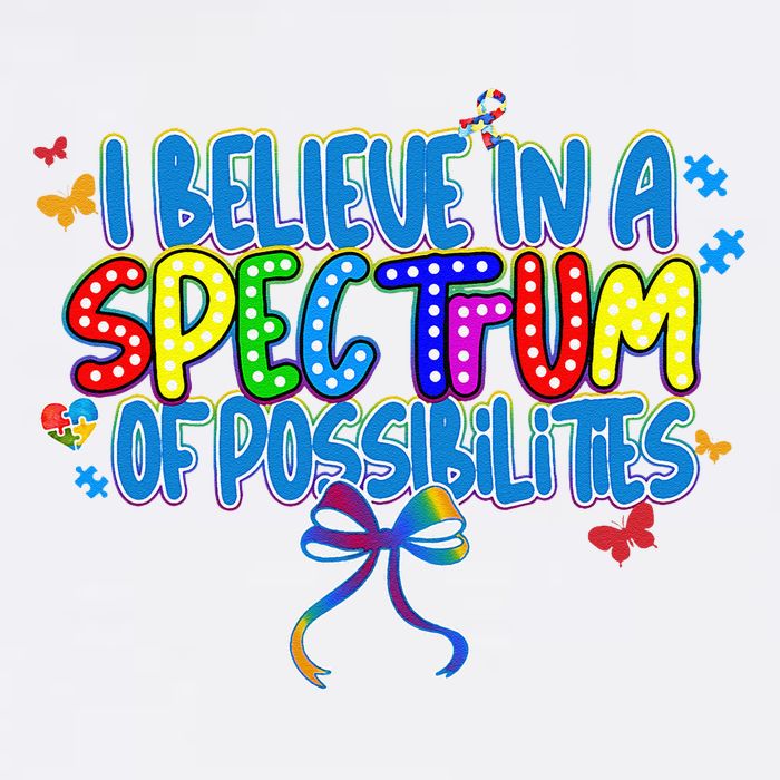 I Believe In A Spectrum Of Possibilities Retro Autism Bow Garment-Dyed Sweatshirt