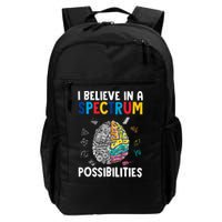 I Believe In Spectrum Possibilities Brain Autism Neurodiversity Autism Support Backpack