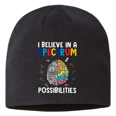 I Believe In Spectrum Possibilities Brain Autism Neurodiversity Autism Support Sustainable Beanie