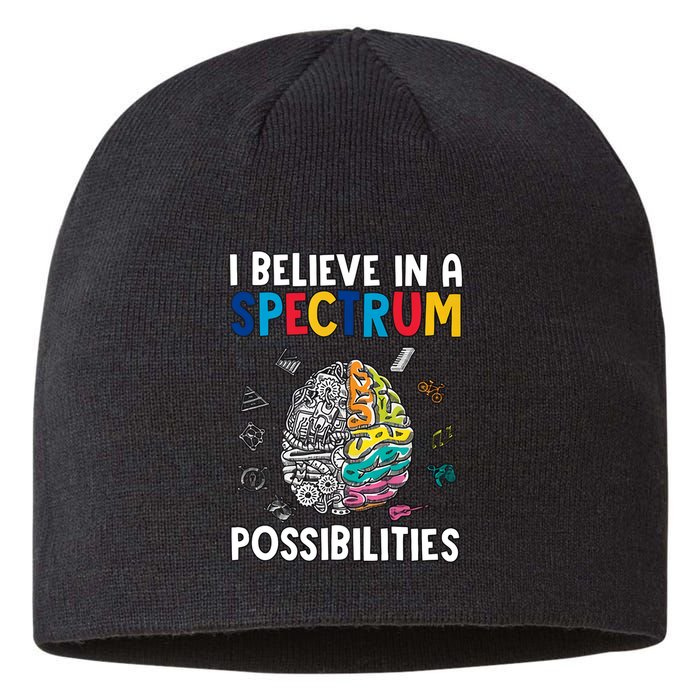 I Believe In Spectrum Possibilities Brain Autism Neurodiversity Autism Support Sustainable Beanie