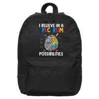 I Believe In Spectrum Possibilities Brain Autism Neurodiversity Autism Support 16 in Basic Backpack