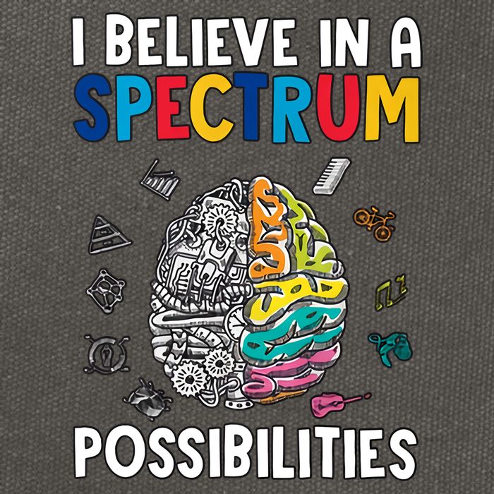 I Believe In Spectrum Possibilities Brain Autism Neurodiversity Autism Support Cotton Canvas Backpack