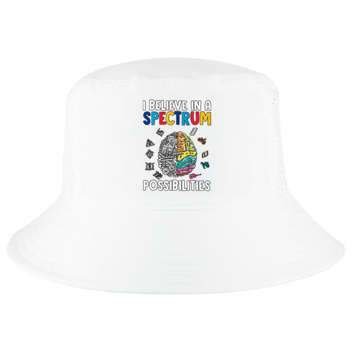 I Believe In Spectrum Possibilities Brain Autism Neurodiversity Autism Support Cool Comfort Performance Bucket Hat