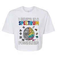 I Believe In Spectrum Possibilities Brain Autism Neurodiversity Autism Support Bella+Canvas Jersey Crop Tee