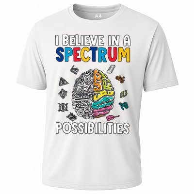 I Believe In Spectrum Possibilities Brain Autism Neurodiversity Autism Support Performance Shirt
