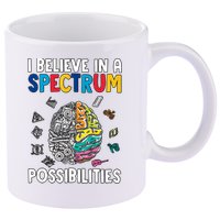 I Believe In Spectrum Possibilities Brain Autism Neurodiversity Autism Support 11oz C Handle Ceramic Mug