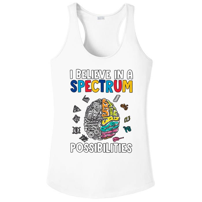 I Believe In Spectrum Possibilities Brain Autism Neurodiversity Autism Support Ladies PosiCharge Competitor Racerback Tank