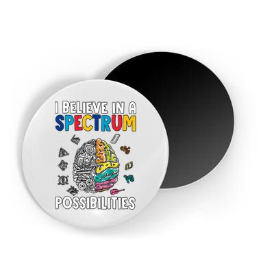 I Believe In Spectrum Possibilities Brain Autism Neurodiversity Autism Support Magnet