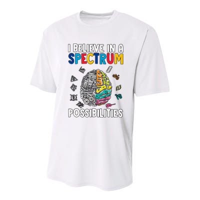 I Believe In Spectrum Possibilities Brain Autism Neurodiversity Autism Support Youth Performance Sprint T-Shirt