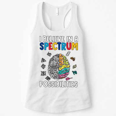 I Believe In Spectrum Possibilities Brain Autism Neurodiversity Autism Support Womens Tank Top