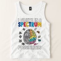 I Believe In Spectrum Possibilities Brain Autism Neurodiversity Autism Support Tank Top