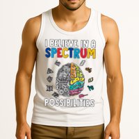 I Believe In Spectrum Possibilities Brain Autism Neurodiversity Autism Support Tank Top