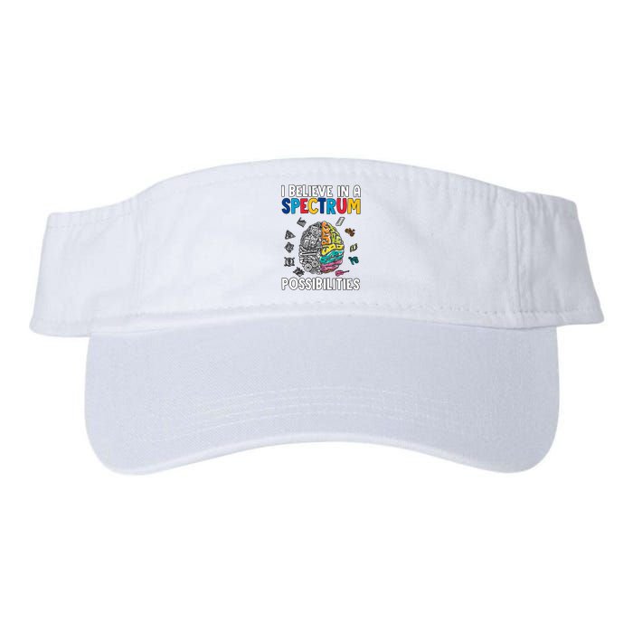 I Believe In Spectrum Possibilities Brain Autism Neurodiversity Autism Support Visor
