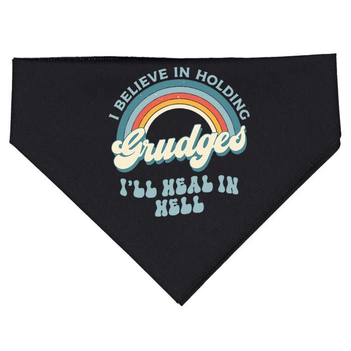 I Believe In Holding Grudges Ill Heal In Hell Retro Funny USA-Made Doggie Bandana