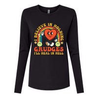 I Believe In Holding Grudges Ill Heal In Hell Rainbow Heart Womens Cotton Relaxed Long Sleeve T-Shirt