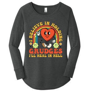 I Believe In Holding Grudges Ill Heal In Hell Rainbow Heart Women's Perfect Tri Tunic Long Sleeve Shirt