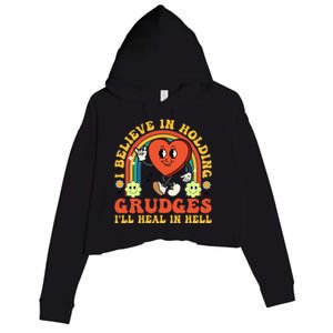 I Believe In Holding Grudges Ill Heal In Hell Rainbow Heart Crop Fleece Hoodie