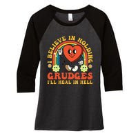 I Believe In Holding Grudges Ill Heal In Hell Rainbow Heart Women's Tri-Blend 3/4-Sleeve Raglan Shirt