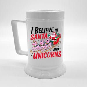 I Believe In Santa And Unicorns Christmas Unicorns Lover Beer Stein