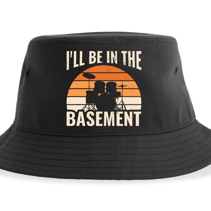 ILl Be In The Basement Drum Set Drumming Drummer Sustainable Bucket Hat