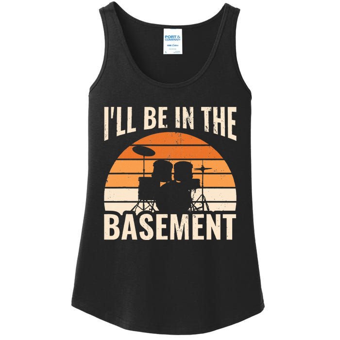 ILl Be In The Basement Drum Set Drumming Drummer Ladies Essential Tank