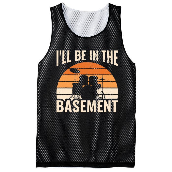 ILl Be In The Basement Drum Set Drumming Drummer Mesh Reversible Basketball Jersey Tank