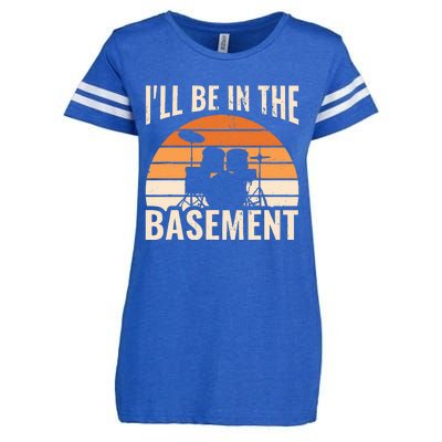 ILl Be In The Basement Drum Set Drumming Drummer Enza Ladies Jersey Football T-Shirt