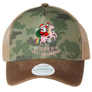 I Believe In Santa And Unicorns Funny Christmas Legacy Tie Dye Trucker Hat