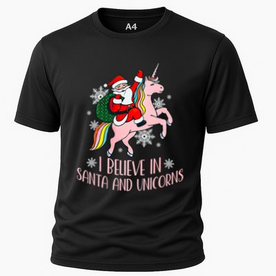 I Believe In Santa And Unicorns Funny Christmas Performance Shirt