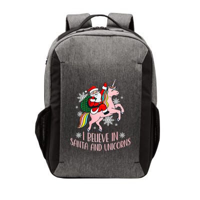 I Believe In Santa And Unicorns Funny Christmas Vector Backpack