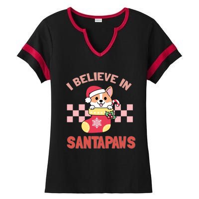 I Believe In Santa Corgi Mom Christmas Corgmas Xmas Gift Ladies Halftime Notch Neck Tee