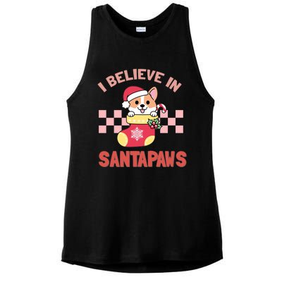 I Believe In Santa Corgi Mom Christmas Corgmas Xmas Gift Ladies PosiCharge Tri-Blend Wicking Tank