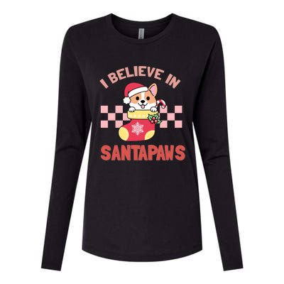 I Believe In Santa Corgi Mom Christmas Corgmas Xmas Gift Womens Cotton Relaxed Long Sleeve T-Shirt