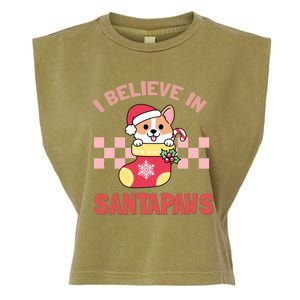 I Believe In Santa Corgi Mom Christmas Corgmas Xmas Gift Garment-Dyed Women's Muscle Tee