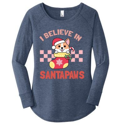 I Believe In Santa Corgi Mom Christmas Corgmas Xmas Gift Women's Perfect Tri Tunic Long Sleeve Shirt