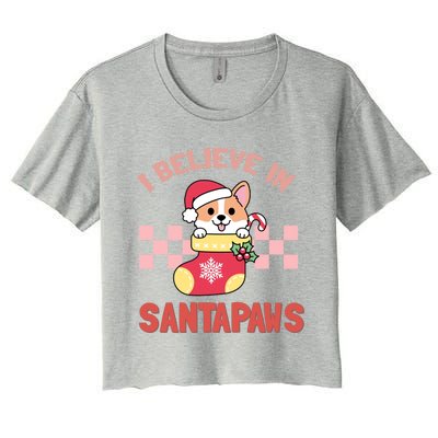 I Believe In Santa Corgi Mom Christmas Corgmas Xmas Gift Women's Crop Top Tee