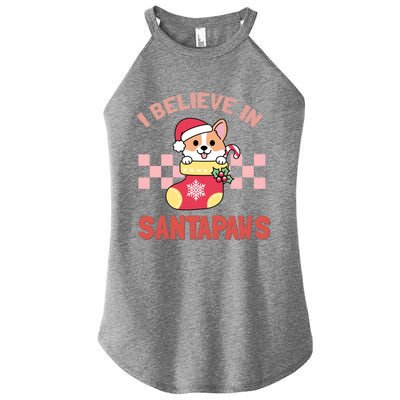 I Believe In Santa Corgi Mom Christmas Corgmas Xmas Gift Women's Perfect Tri Rocker Tank