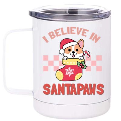 I Believe In Santa Corgi Mom Christmas Corgmas Xmas Gift 12 oz Stainless Steel Tumbler Cup