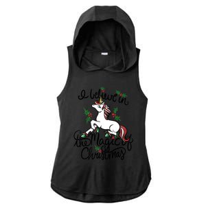 I Believe In The Magic Of Christmas Great Gift Ladies PosiCharge Tri-Blend Wicking Draft Hoodie Tank