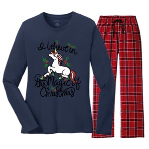 I Believe In The Magic Of Christmas Great Gift Women's Long Sleeve Flannel Pajama Set 