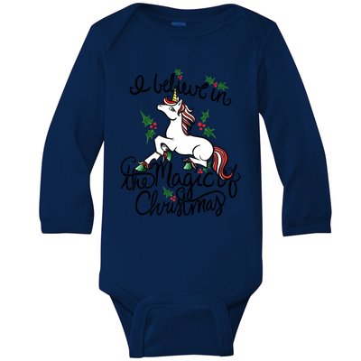 I Believe In The Magic Of Christmas Great Gift Baby Long Sleeve Bodysuit